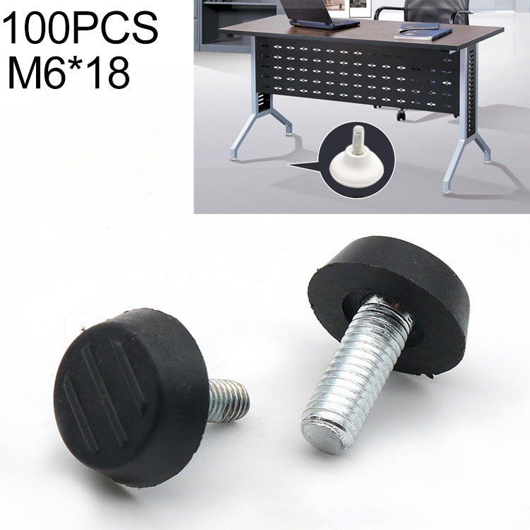 100 ชิ้นปรับเท้า Pad เฟอร์นิเจอร์สกรูสนับสนุน Stub, M6x18 (สีดำ), M6x18 (Black)