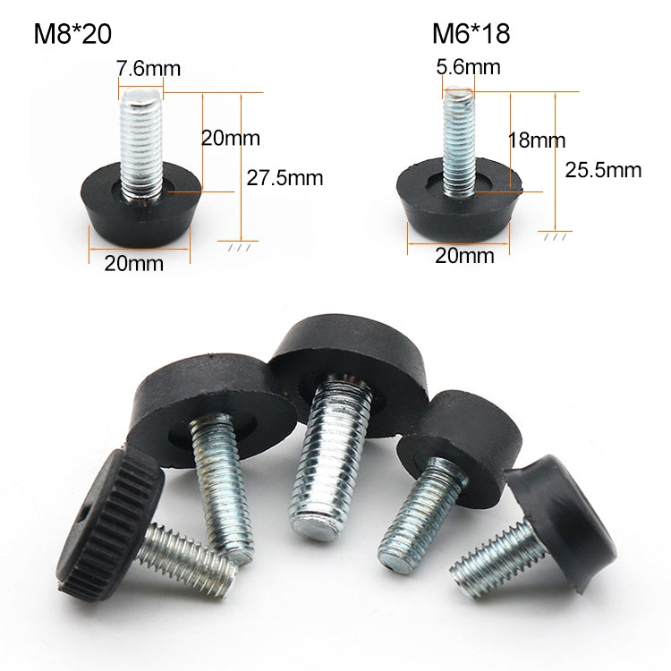 100 ชิ้นปรับเท้า Pad เฟอร์นิเจอร์สกรูสนับสนุน Stub, M6x18 (สีดำ), M6x18 (Black)