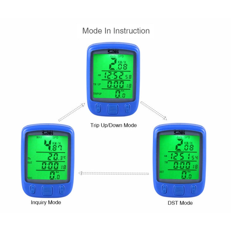SUNDING 563A จักรยานจักรยานกันน้ำแบบมีสายหน้าจอ LCD Luminous Mileage Speedometer เครื่องวัดระยะทาง, เวอร์ชั่นภาษาจีน, 563A, Chinese Version