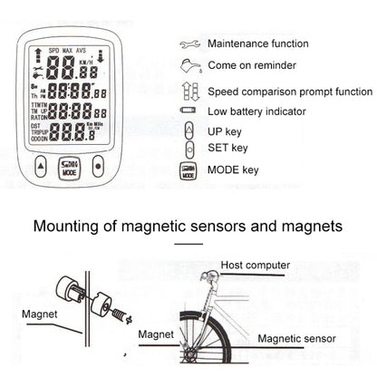 SUNDING 563A จักรยานจักรยานกันน้ำแบบมีสายหน้าจอ LCD Luminous Mileage Speedometer เครื่องวัดระยะทาง, เวอร์ชั่นภาษาจีน, 563A, Chinese Version
