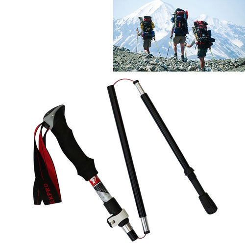 เสาเดินป่าอลูมิเนียมอัลลอยด์แบบพับได้ 5 โหนด Alpenstocks ความยาวพับได้: 28.5 ซม, Folding Length : 28.5CM (Black), Folding Length : 28.5CM (Green), Folding Length : 28.5CM (Blue), Folding Length : 28.5CM (Red)