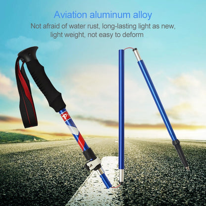 เสาเดินป่าอลูมิเนียมอัลลอยด์แบบพับได้ 5 โหนด Alpenstocks ความยาวพับได้: 28.5 ซม, Folding Length : 28.5CM (Black), Folding Length : 28.5CM (Green), Folding Length : 28.5CM (Blue), Folding Length : 28.5CM (Red)