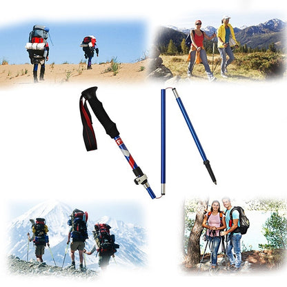 เสาเดินป่าอลูมิเนียมอัลลอยด์แบบพับได้ 5 โหนด Alpenstocks ความยาวพับได้: 28.5 ซม, Folding Length : 28.5CM (Black), Folding Length : 28.5CM (Green), Folding Length : 28.5CM (Blue), Folding Length : 28.5CM (Red)