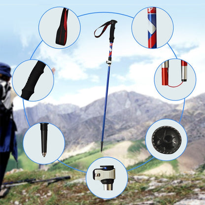 เสาเดินป่าอลูมิเนียมอัลลอยด์แบบพับได้ 5 โหนด Alpenstocks ความยาวพับได้: 35 ซม, Folding Length : 35CM (Black), Folding Length : 35CM (Green), Folding Length : 35CM (Blue), Folding Length : 35CM (Red)