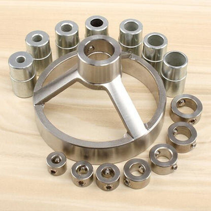 16 in 1 เจาะคู่มือแนวตั้ง JIG 5/6/7/8/9/10/ 12 มม.เจาะ Bit Hole Locator สแตนเลสไม้ JIG Kit, 16 in 1