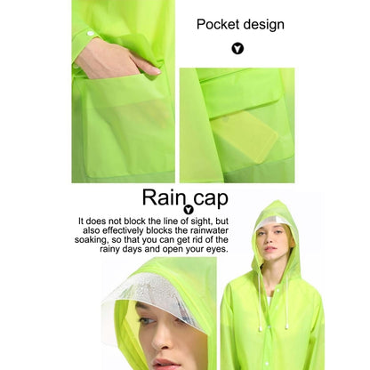 แฟชั่นผู้ใหญ่น้ำหนักเบา EVA เสื้อกันฝนฝ้าโปร่งใสหมวกใหญ่พร้อมกระเป๋าขนาด: L
