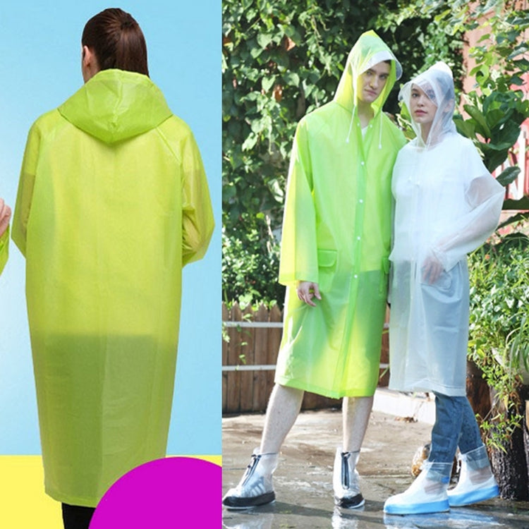 แฟชั่นผู้ใหญ่น้ำหนักเบา EVA เสื้อกันฝนฝ้าโปร่งใสหมวกใหญ่พร้อมกระเป๋าขนาด: L