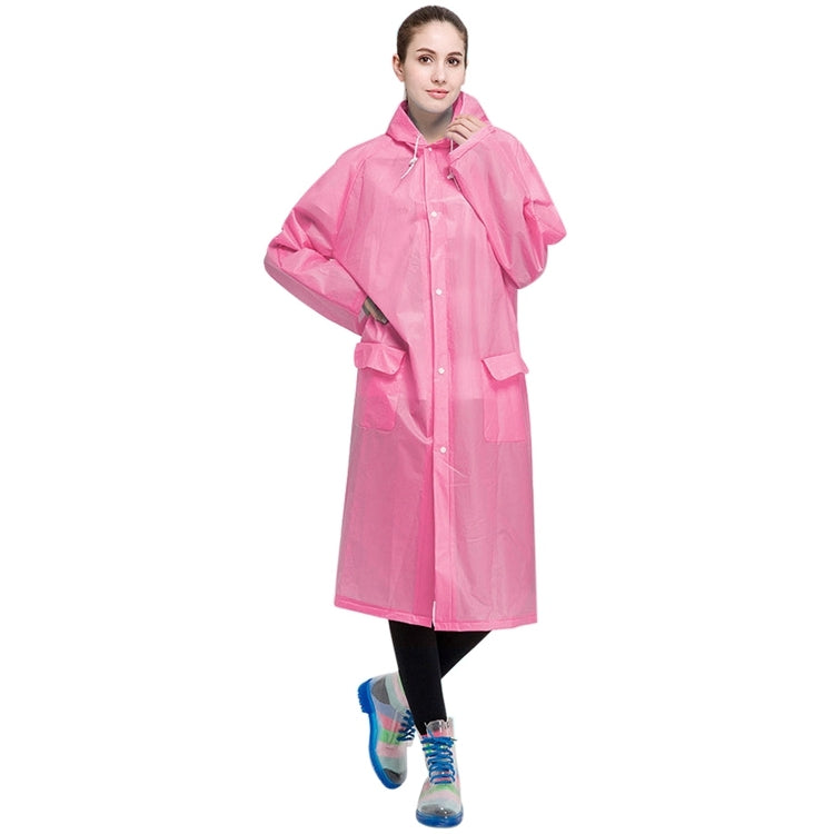 แฟชั่นผู้ใหญ่น้ำหนักเบา EVA เสื้อกันฝนฝ้าโปร่งใสหมวกใหญ่พร้อมกระเป๋าขนาด: L