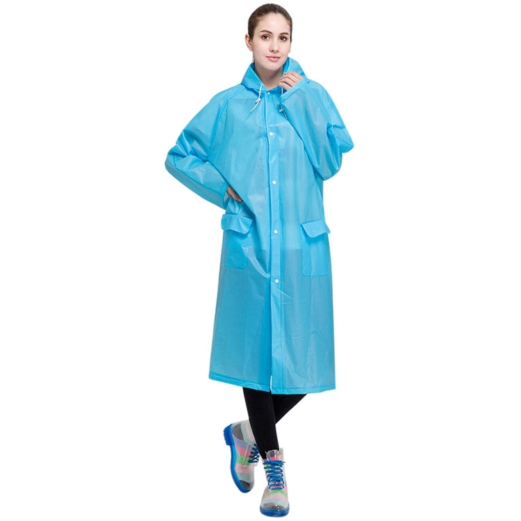 แฟชั่นผู้ใหญ่น้ำหนักเบา EVA เสื้อกันฝนฝ้าโปร่งใสหมวกใหญ่พร้อมกระเป๋าขนาด: L