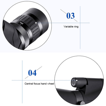 HTK-72 20x-60x ความละเอียดสูง Night Vision ซูมกล้องโทรทรรศน์เดียวสำหรับ Outdoor Camping ดูนกด้วยขาตั้งกล้อง, 20 x 60