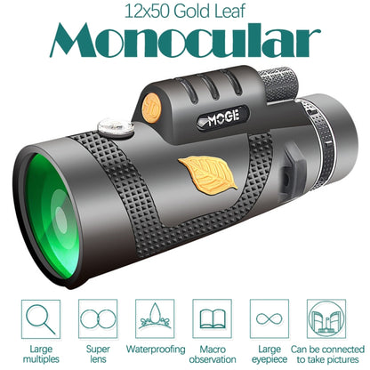Moge 12x50 Professional HD กล้องโทรทรรศน์กลางคืนตาข้างเดียวพร้อมขาตั้ง, Moge 12x50 With Tripod