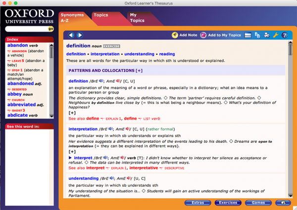 Oxford Learner's Thesaurus: A Dictionary of Synonyms for Mac