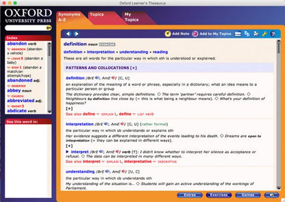 Oxford Learner's Thesaurus: A Dictionary of Synonyms for Mac