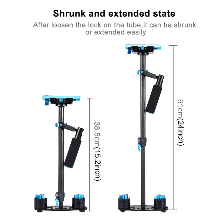 PULUZ 38.5-61 ซม. คาร์บอนไฟเบอร์มือถือโคลงสำหรับกล้องวิดีโอและกล้อง DSLR และ DV ดิจิตอลช่วงโหลด: 0.5-3 กก, P60T Blue, P60T Red