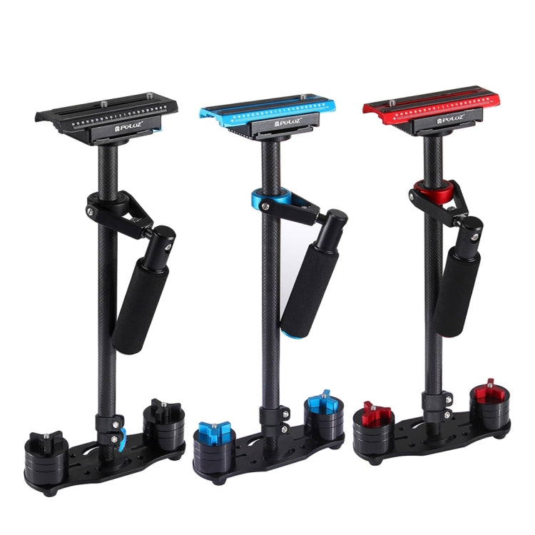 PULUZ 38.5-61 ซม. คาร์บอนไฟเบอร์มือถือโคลงสำหรับกล้องวิดีโอและกล้อง DSLR และ DV ดิจิตอลช่วงโหลด: 0.5-3 กก, P60T Blue, P60T Red