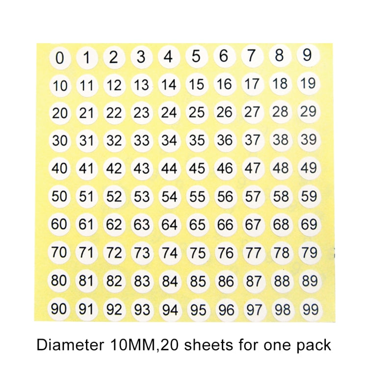 สติ๊กเกอร์ตัวเลขทรงกลม 20 ชิ้น ป้ายขนาดรองเท้า หมายเลข 0-99, Number 0-99