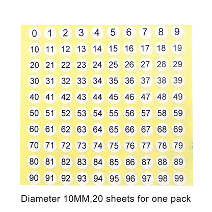 สติ๊กเกอร์ตัวเลขทรงกลม 20 ชิ้น ป้ายขนาดรองเท้า หมายเลข 0-99, Number 0-99