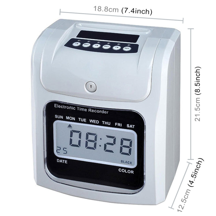 หน้าจอ LCD นาฬิกาเวลาอิเล็กทรอนิกส์กระดาษการ์ดภาษาอังกฤษเครื่อง Punch Machine, รองรับ Music Bell, LCD Screen