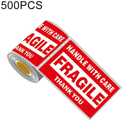500 ชิ้นกล่องด้านนอกมีกาวในตัวภาษาอังกฤษคำเตือนสติ๊กเกอร์ฉลากเปราะบางขนาด: 76x127 มิลลิเมตร, 76 x 127mm