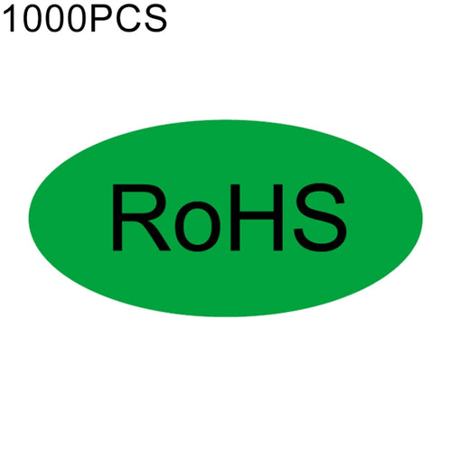 1,000 ชิ้นรูปไข่สติ๊กเกอร์ RoHS มีกาวในตัวฉลาก RoHS ขนาด: 10x20 มม., Size: 10x20mm