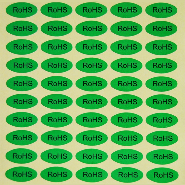 1,000 ชิ้นรูปไข่สติ๊กเกอร์ RoHS มีกาวในตัวฉลาก RoHS ขนาด: 10x20 มม., Size: 10x20mm