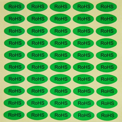 1,000 ชิ้นรูปไข่สติ๊กเกอร์ RoHS มีกาวในตัวฉลาก RoHS ขนาด: 10x20 มม., Size: 10x20mm