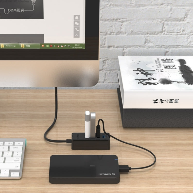 ORICO W5P-U3-30 4 พอร์ต USB 3.0 ฮับเดสก์ท็อปพร้อมแหล่งจ่ายไฟสาย Micro USB ขนาด 30 ซม, W5P-U3-30 Black