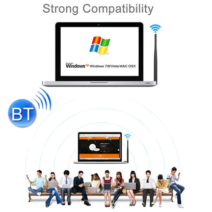 2 in 1 Bluetooth 4.0 + 150Mbps 2.4GHz USB WiFi อะแดปเตอร์ไร้สายพร้อมเสาอากาศภายนอก 2D1