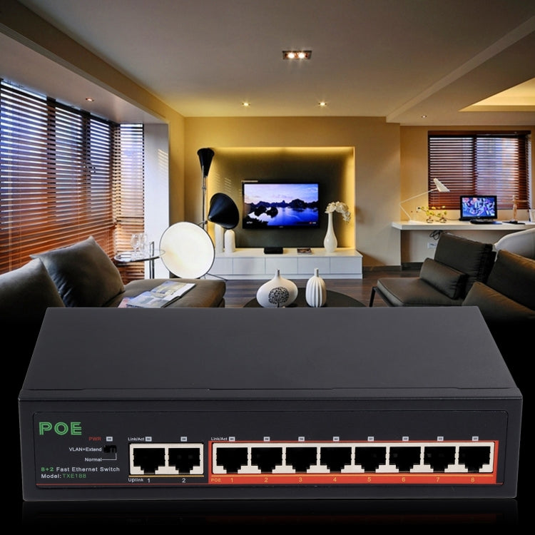 8 พอร์ต 10/100Mbps POE Switch IEEE802.3af Power Over Ethernet เครือข่ายสำหรับกล้อง IP โทรศัพท์ VoIP AP อุปกรณ์, 8 Ports Black