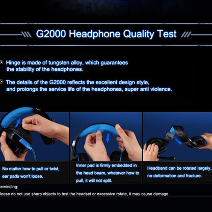KOTION EACH G2000 หูฟังเล่นเกมแบบครอบหูชุดหูฟังหูฟังแบบคาดศีรษะพร้อมไมโครโฟนสเตอริโอเบสไฟ LED สำหรับนักเล่นเกมพีซี ความยาวสายเคเบิล: ประมาณ 2.2 ม. (สีขาว + แดง), G2000