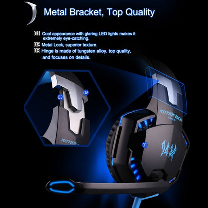 KOTION EACH G2000 หูฟังเล่นเกมแบบครอบหูชุดหูฟังหูฟังแบบคาดศีรษะพร้อมไมโครโฟนสเตอริโอเบสไฟ LED สำหรับนักเล่นเกมพีซี ความยาวสายเคเบิล: ประมาณ 2.2 ม. (สีขาว + แดง), G2000