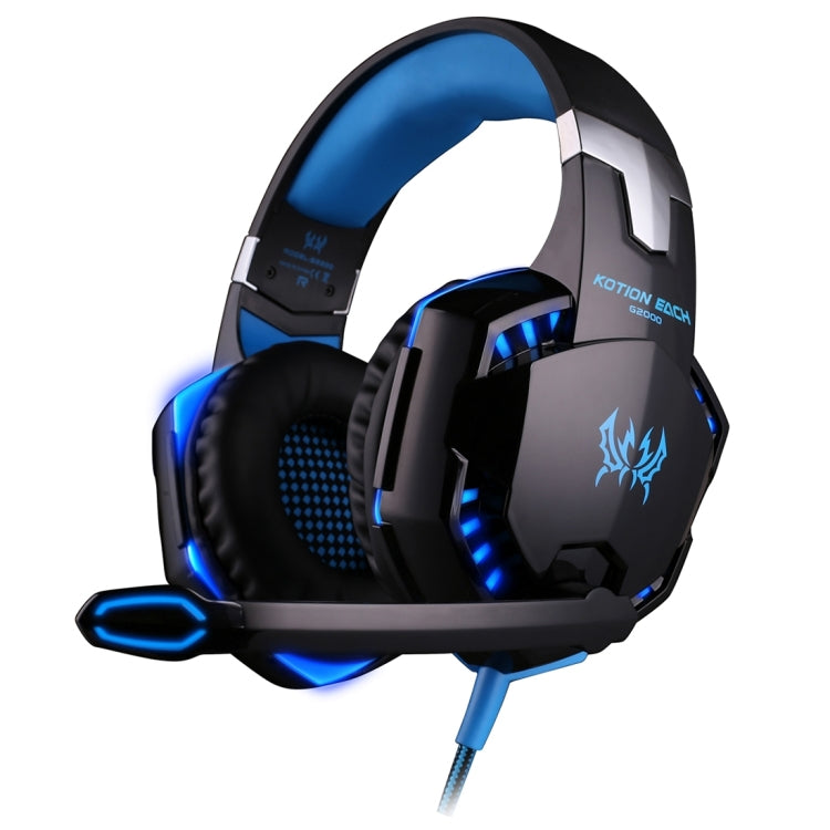 KOTION EACH G2000 หูฟังเล่นเกมแบบครอบหูชุดหูฟังหูฟังแบบคาดศีรษะพร้อมไมโครโฟนสเตอริโอเบสไฟ LED สำหรับนักเล่นเกมพีซี ความยาวสายเคเบิล: ประมาณ 2.2 ม. (สีขาว + แดง), G2000