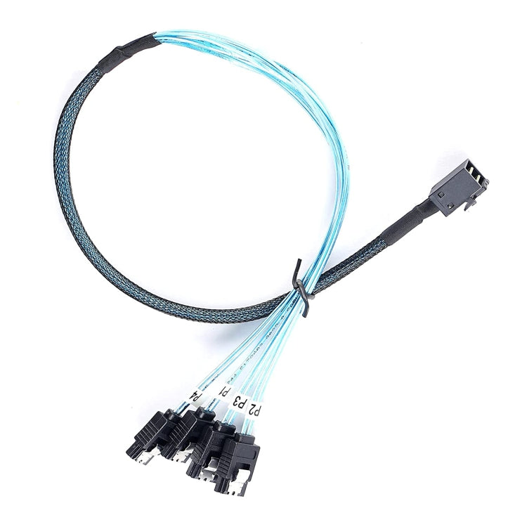 Mini SAS SFF-8643 โฮสต์เป็น 7 พิน 4 SATA เป้าหมายฮาร์ดดิสก์ 6Gbps Data Server Raid Cable ความยาว: 1 ม., SFF-8643 (Length: 1m)