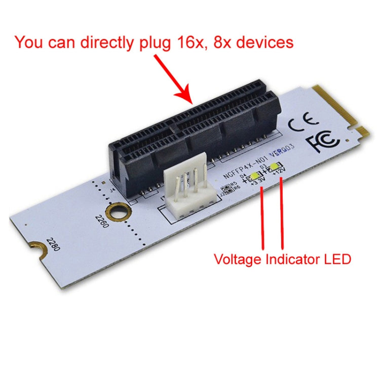 NGFF M.2 Key M ถึง PCI-E 1X/4X/8X/16X กราฟิกการ์ด Mining Slot อะแดปเตอร์ Riser Converter การ์ด LED, VER003