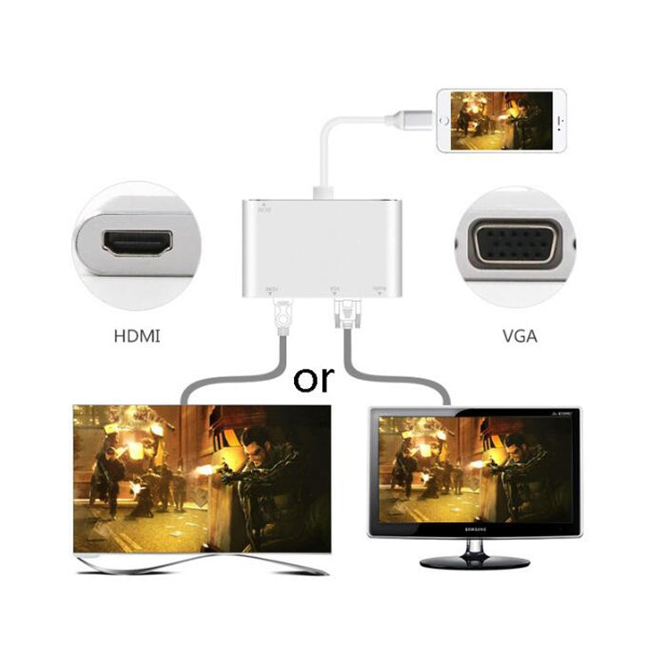 3 in 1 8 พินเป็น HDMI / VGA / อะแดปเตอร์เสียง