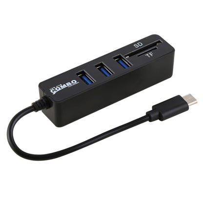เครื่องอ่านการ์ด TF และ SD 2 in 1 + พอร์ต USB 3 พอร์ตเป็นตัวแปลง HUB USB-C / Type-C ความยาวรวม: 24 ซม., Type-C (Black), Type-C (White)