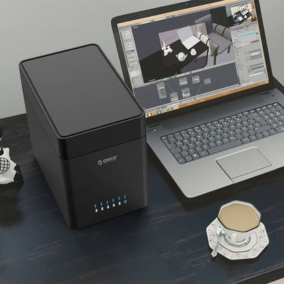 ORICO DS500U3 3.5 นิ้ว 5 Bay กล่องใส่ฮาร์ดไดรฟ์ USB 3.0 แบบแม่เหล็กพร้อมไฟ LED สีฟ้า, USB 3.0