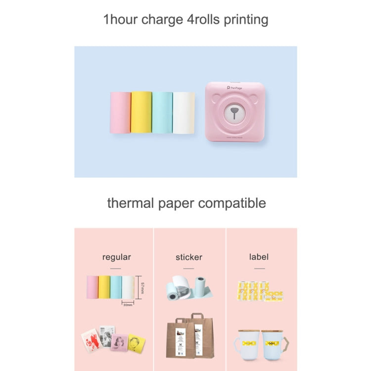 เครื่องพิมพ์บลูทูธความร้อนแบบพกพา Inkless Pocket Peripage A6, A6 Pink, A6 Blue, A6 White