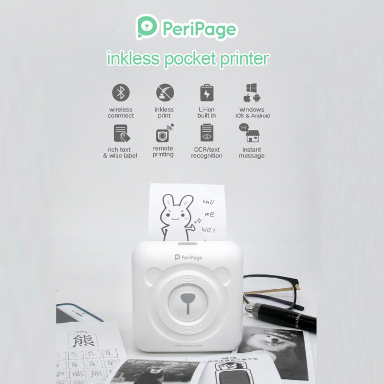เครื่องพิมพ์บลูทูธความร้อนแบบพกพา Inkless Pocket Peripage A6, A6 Pink, A6 Blue, A6 White