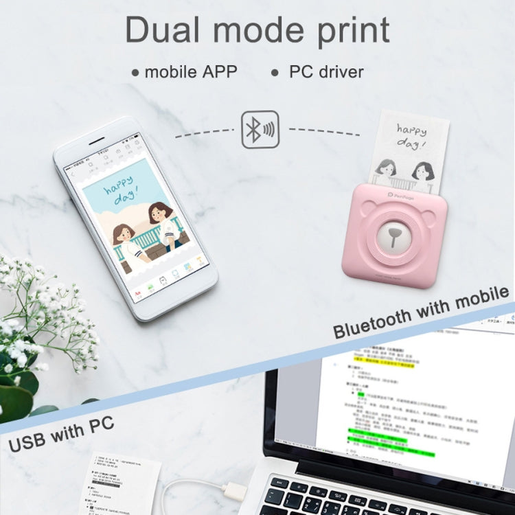 เครื่องพิมพ์บลูทูธความร้อนแบบพกพา Inkless Pocket Peripage A6, A6 Pink, A6 Blue, A6 White