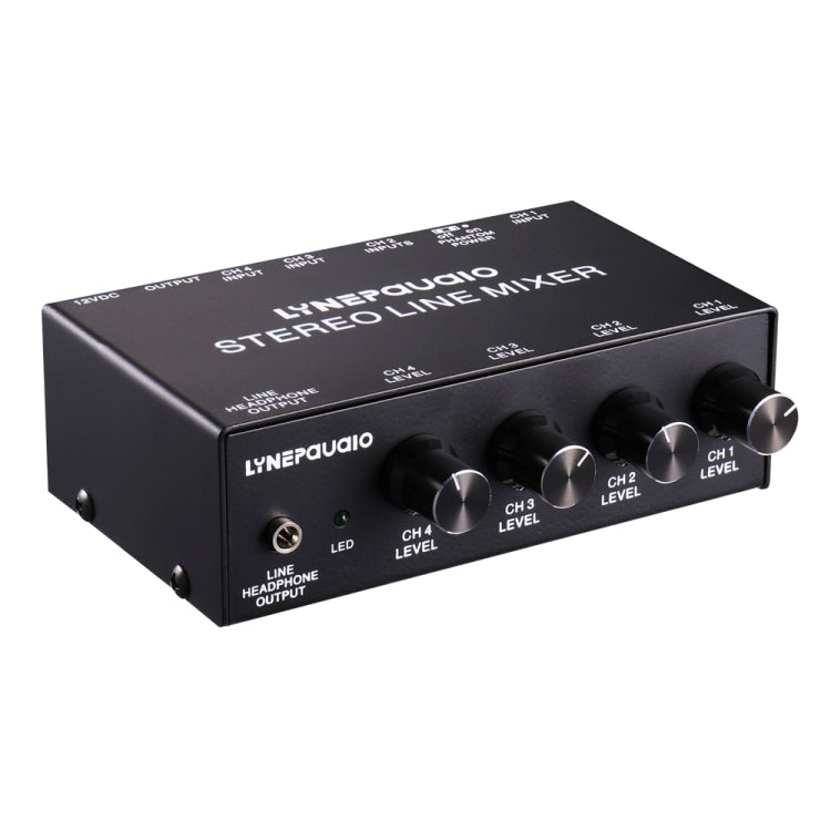 LINEPAUDIO B895 มิกเซอร์ไมโครโฟนสเตอริโอ 5 แชนเนลพร้อมการตรวจสอบหูฟัง