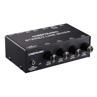 LINEPAUDIO B895 มิกเซอร์ไมโครโฟนสเตอริโอ 5 แชนเนลพร้อมการตรวจสอบหูฟัง
