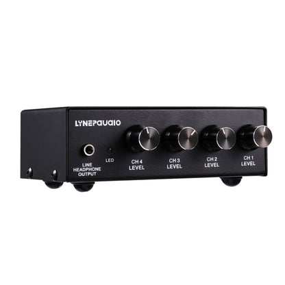 LINEPAUDIO B895 มิกเซอร์ไมโครโฟนสเตอริโอ 5 แชนเนลพร้อมการตรวจสอบหูฟัง