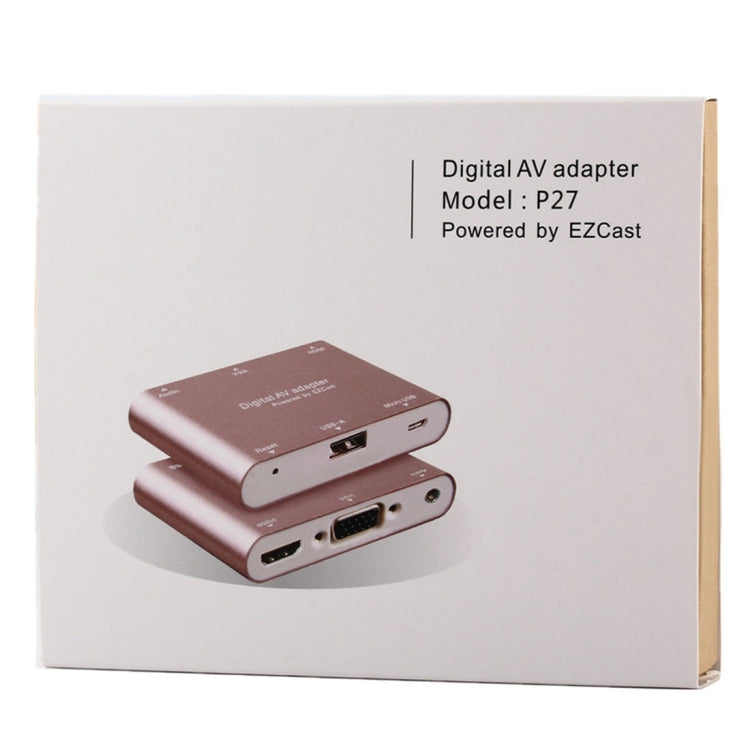 P27 Metal Cover Micro USB เป็น HDMI + VGA HDTV Converter อะแดปเตอร์ AV ดิจิตอล, ขับเคลื่อนโดย EZCast, รองรับระบบ iOS / Android / Windows