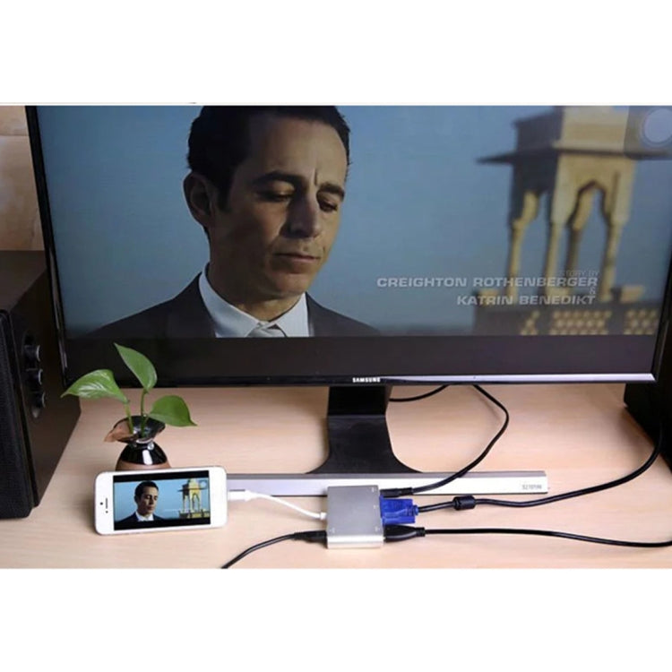 P27 Metal Cover Micro USB เป็น HDMI + VGA HDTV Converter อะแดปเตอร์ AV ดิจิตอล, ขับเคลื่อนโดย EZCast, รองรับระบบ iOS / Android / Windows