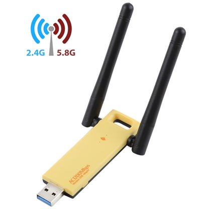 AC1200Mbps 2.4GHz และ 5GHz Dual Band USB 3.0 WiFi Adapter การ์ดเครือข่ายภายนอกพร้อม 2 เสาอากาศภายนอก, AC1200Mbps USB 3.0