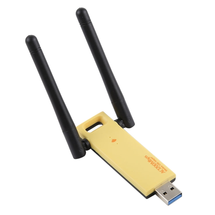 AC1200Mbps 2.4GHz และ 5GHz Dual Band USB 3.0 WiFi Adapter การ์ดเครือข่ายภายนอกพร้อม 2 เสาอากาศภายนอก, AC1200Mbps USB 3.0