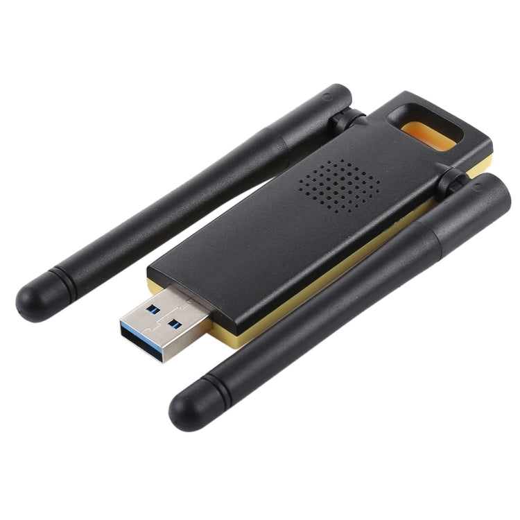 AC1200Mbps 2.4GHz และ 5GHz Dual Band USB 3.0 WiFi Adapter การ์ดเครือข่ายภายนอกพร้อม 2 เสาอากาศภายนอก, AC1200Mbps USB 3.0