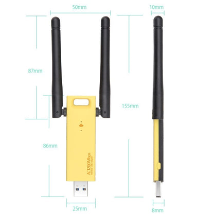 AC1200Mbps 2.4GHz และ 5GHz Dual Band USB 3.0 WiFi Adapter การ์ดเครือข่ายภายนอกพร้อม 2 เสาอากาศภายนอก, AC1200Mbps USB 3.0