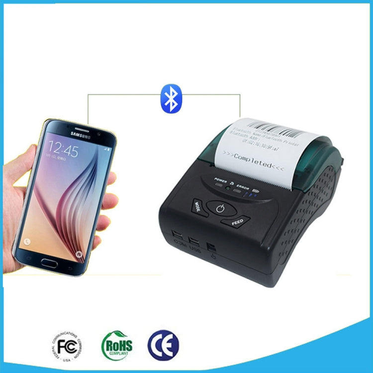 POS-5807 เครื่องพิมพ์ตั๋วบลูทูธความร้อนพอร์ต USB แบบพกพาขนาด 58 มม. ขนาดกระดาษความร้อนที่รองรับสูงสุด: 57x50 มม.